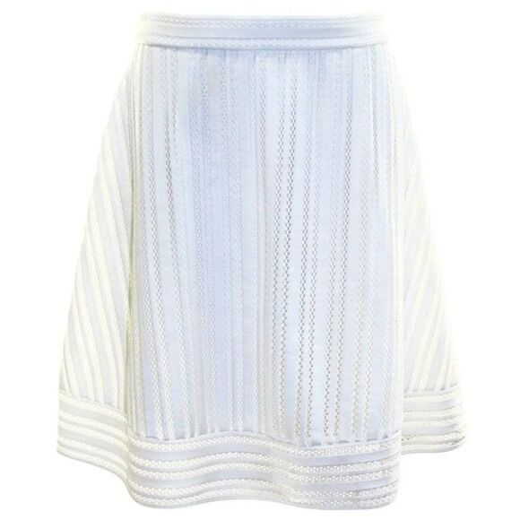 NWT J Crew Striped Eyelet Skirt 6 in White - Picture 1 of 7